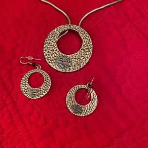 Sterling silver Harley Davidson pendant, matching earrings, chain not included